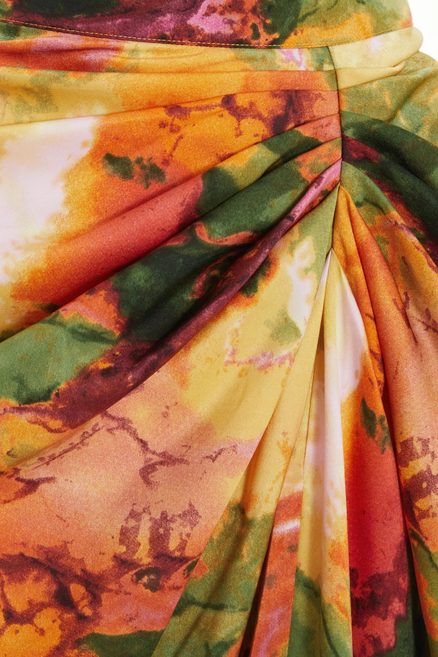 Multicoloured Satin Marble Print Ruched Midi Skirt 8 Multicoloured Satin Marble Print Ruched Midi Skirt - Image 6