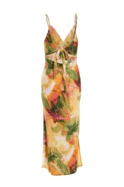 Multicoloured Satin Marble Print Midaxi Dress -Outlet Clothyne Store 00100039374 ZB
