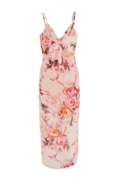 Pink Floral Tie Back Midaxi Dress 12 Pink Floral Tie Back Midaxi Dress -Outlet Clothyne Store 00100039438 ZB