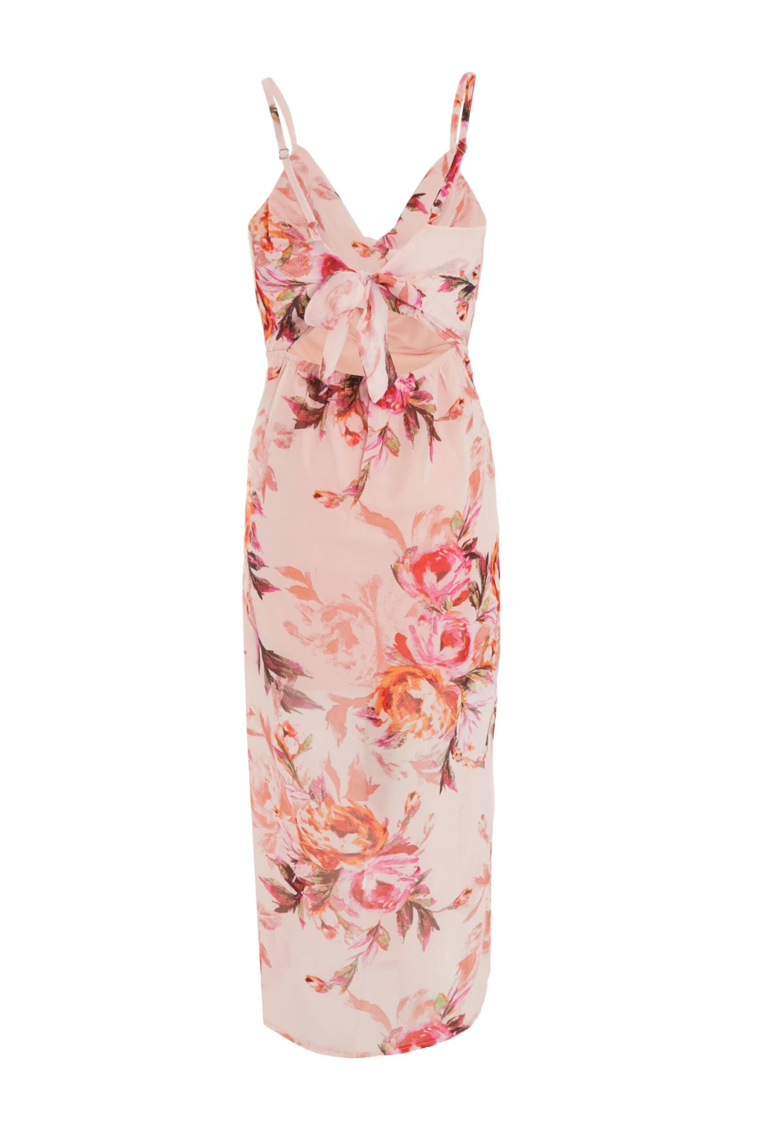 Pink Floral Tie Back Midaxi Dress 7 Pink Floral Tie Back Midaxi Dress - Image 5