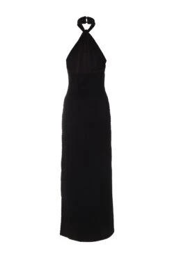 Petite Black Halterneck Textured Maxi Dress -Outlet Clothyne Store 00100039463 ZB