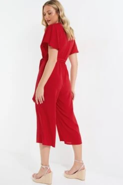 Red Wrap Culotte Jumpsuit 10 Red Wrap Culotte Jumpsuit -Outlet Clothyne Store 00100039466 XB