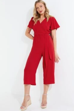 Red Wrap Culotte Jumpsuit 9 Red Wrap Culotte Jumpsuit -Outlet Clothyne Store 00100039466 XM