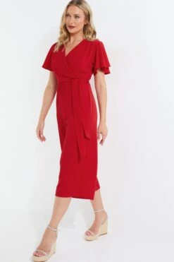 Red Wrap Culotte Jumpsuit 11 Red Wrap Culotte Jumpsuit -Outlet Clothyne Store 00100039466 XS