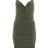 Khaki Knot Front Mini Dress -Outlet Clothyne Store 00100039469 ZM