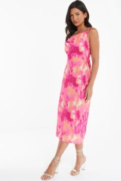 Pink Marble Tie Back Midi Dress -Outlet Clothyne Store 00100039473 XS