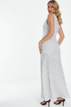 White Polka Dot Maxi Dress 10 White Polka Dot Maxi Dress -Outlet Clothyne Store 00100039506 XB