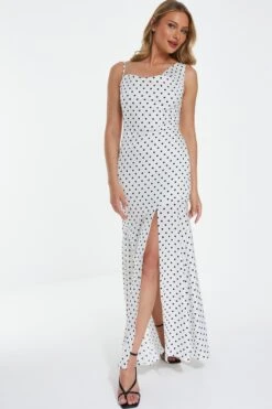 White Polka Dot Maxi Dress 9 White Polka Dot Maxi Dress -Outlet Clothyne Store 00100039506 XM