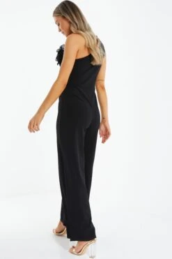 Black One Shoulder Frill Jumpsuit -Outlet Clothyne Store 00100039586 XB