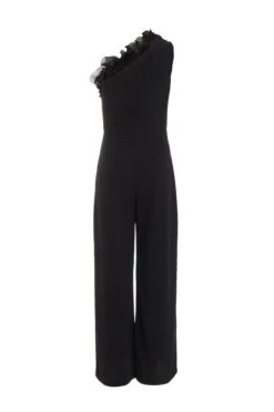 Black One Shoulder Frill Jumpsuit -Outlet Clothyne Store 00100039586 ZB