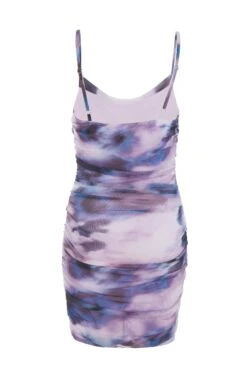 Purple Marble Print Mesh Mini Dress -Outlet Clothyne Store 00100039609 ZB
