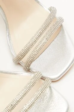 Wide Fit Silver Diamante Clear Heeled Sandals -Outlet Clothyne Store 00100039626 ZB
