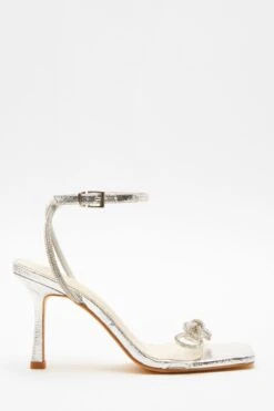 Silver Bow Heeled Sandals -Outlet Clothyne Store 00100039712 XM
