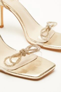 Gold Bow Heeled Sandals -Outlet Clothyne Store 00100039713 ZB