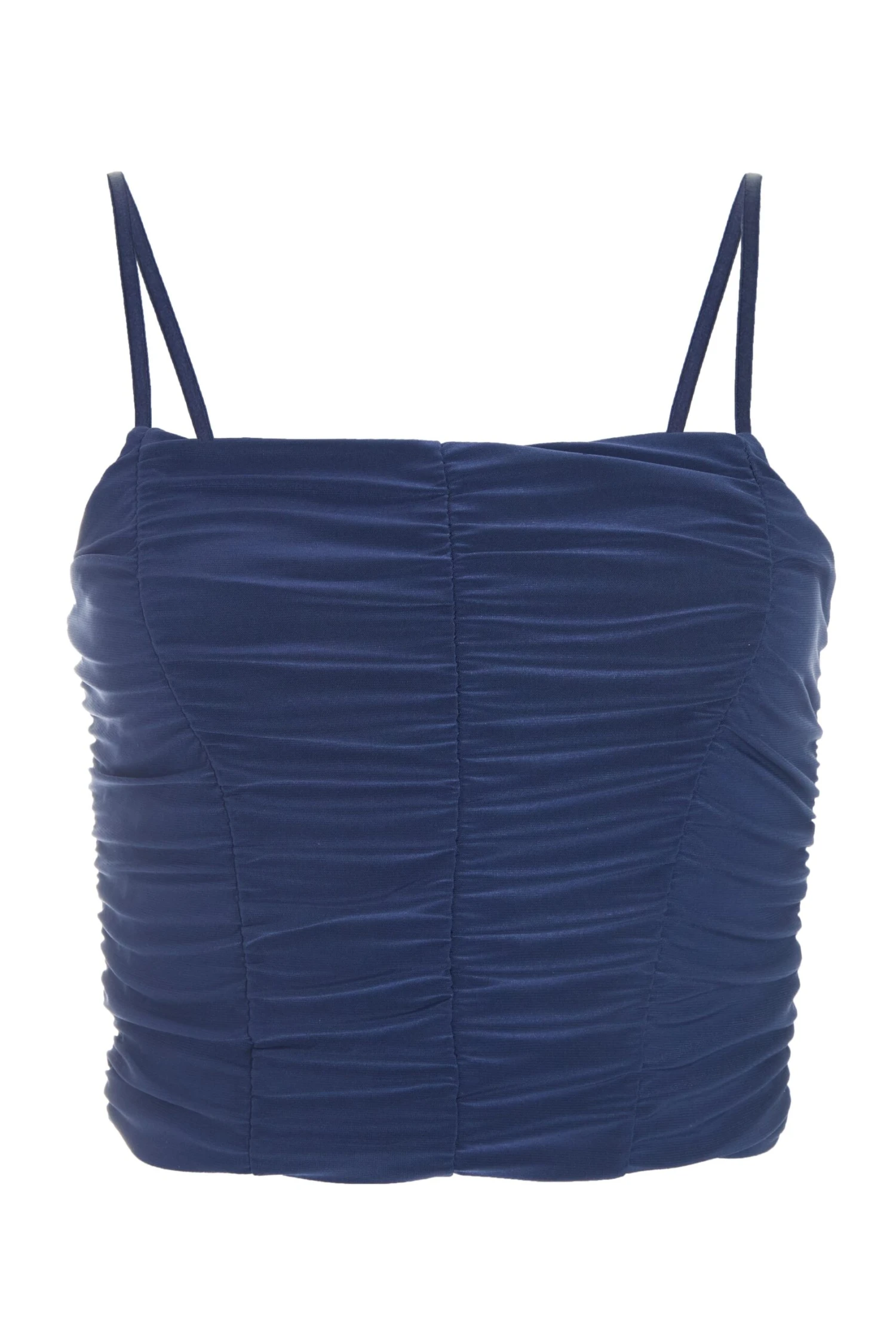 Navy Mesh Ruched Crop Top 3 Navy Mesh Ruched Crop Top